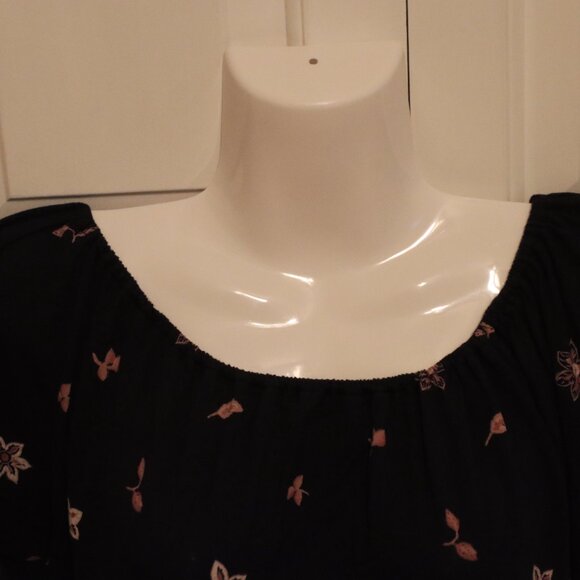 Ann Taylor Loft Rayon Lightweight Blouse Elastic Scoop Neck Size Medium Back Tie - Picture 11 of 13